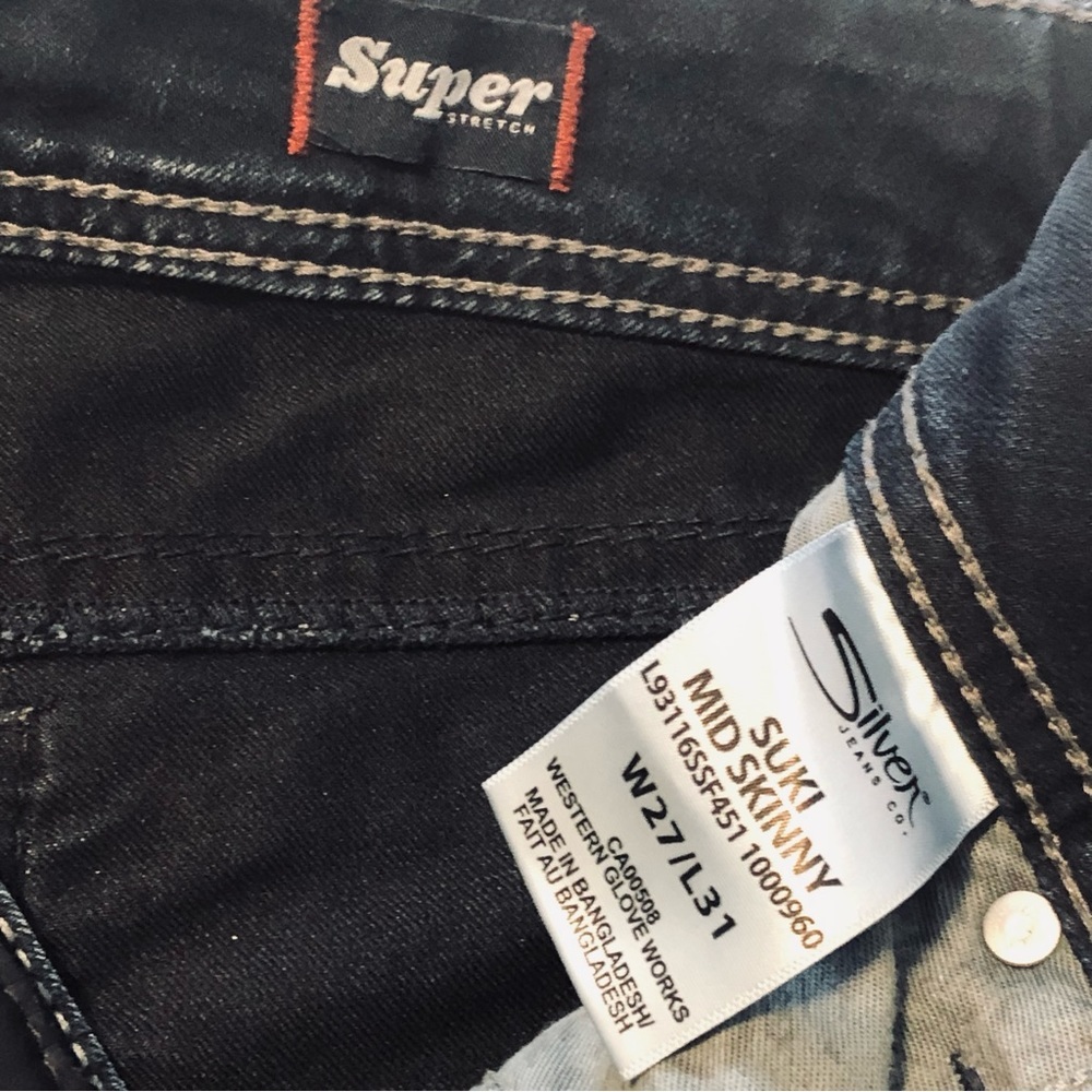 Silver Suki Mid Skinny 27/31 Dark Wash Indigo - Picture 9 of 15